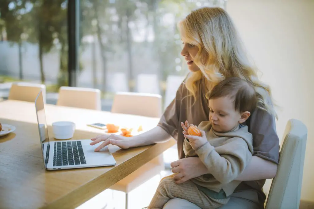 A mother working with her child